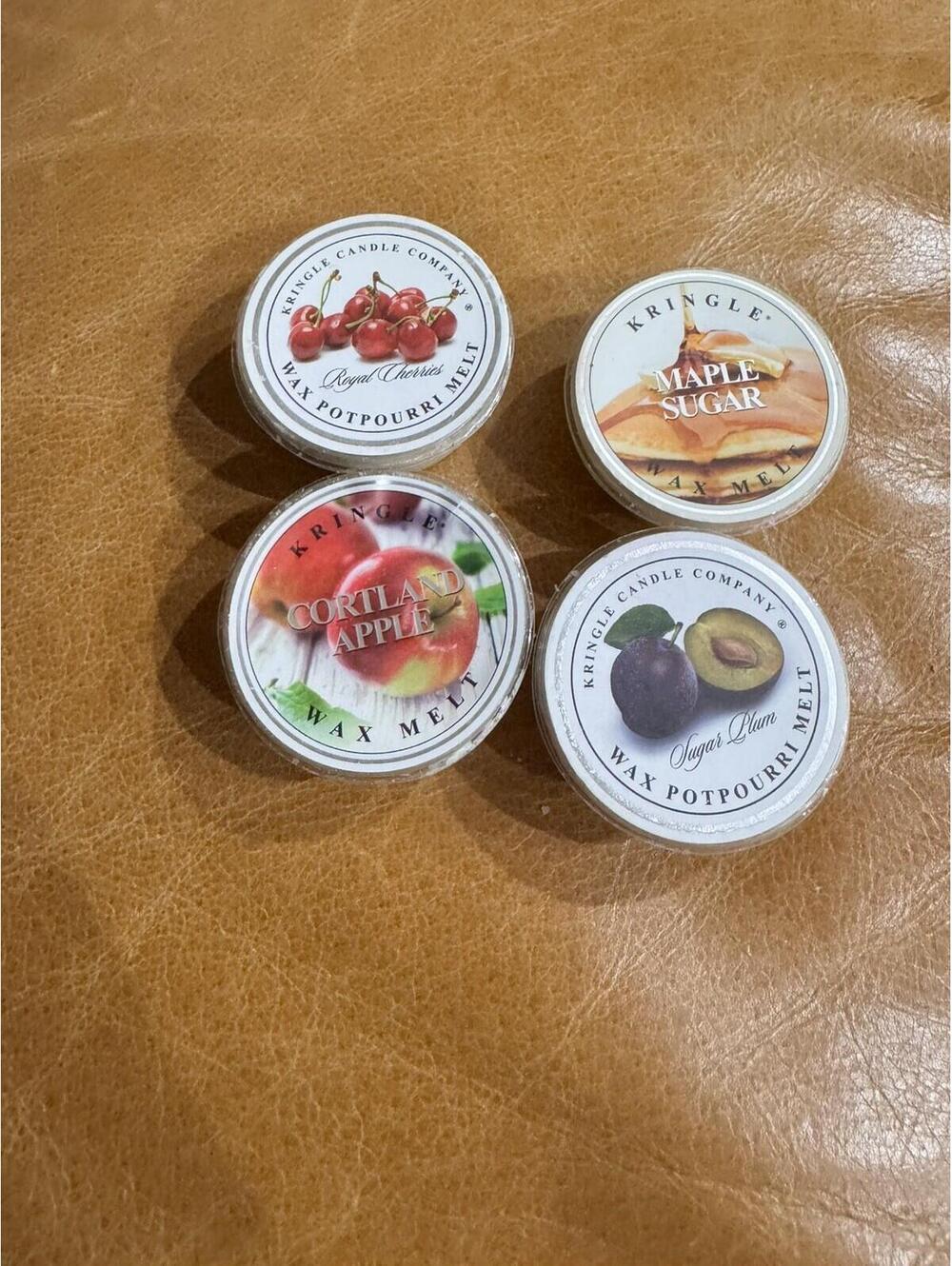 Lot of 4 Kringle Candle Scented Wax Melts-Apple,maple,cherry,plum melts